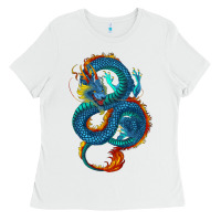 White blue dragon Ladies Tee - RanaPortraitStore