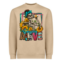 Mushroom staying alive coffee drinking skeleton Heavyweight Sweatshirt - Jasminsmagicworld