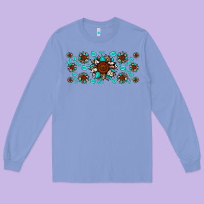 Cowhide Leopard Sunflower Gemstone Long Sleeve Tee Designed By Jahusdesignshop