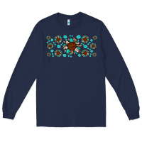 Navy cowhide leopard sunflower gemstone Long Sleeve Tee - JahusDesignShop