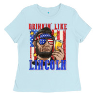 Baby Blue drinking like lincoln Ladies Tee - texasbilliewilder
