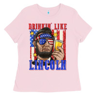 Bubblegum Pink drinking like lincoln Ladies Tee - texasbilliewilder