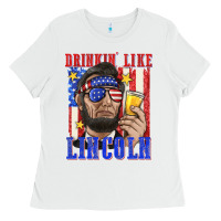 White drinking like lincoln Ladies Tee - texasbilliewilder