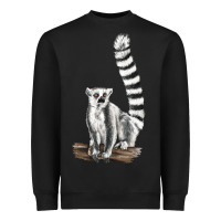 Black Ringtail Cat Heavyweight Sweatshirt - LillyAllenDesigns