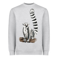 Heather Grey Ringtail Cat Heavyweight Sweatshirt - LillyAllenDesigns