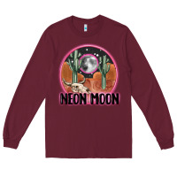 Burgundy neon moon Long Sleeve Tee - MaliasSmallBusiness