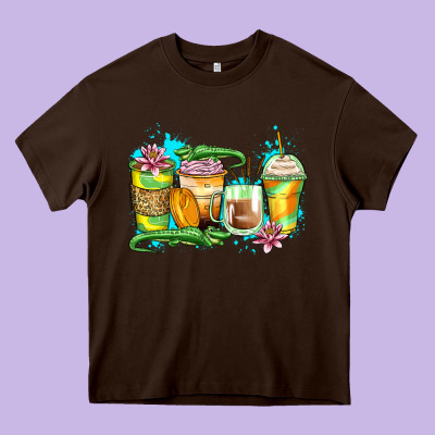 Alligator Coffee Cups Heavy Core Tee Designed By Zillion Design Studio