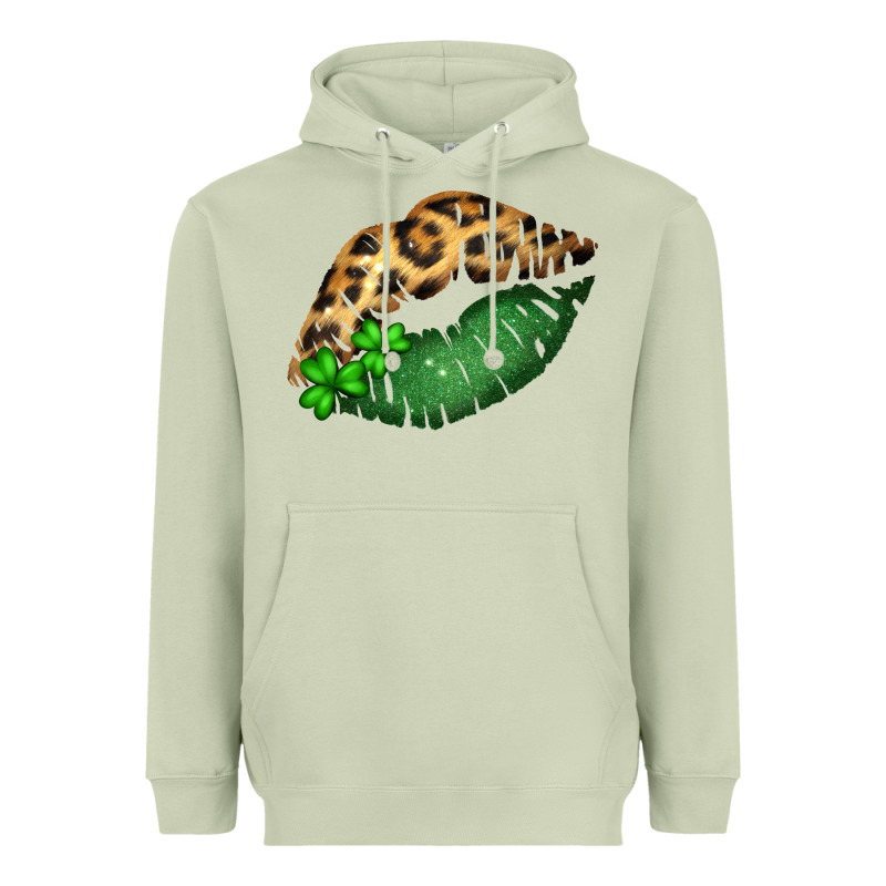 St. Patricks Day Leopard Lips Heavyweight Hoodie by Bettercallsaul | Teevron