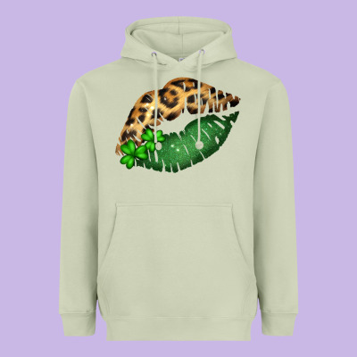 St. Patricks Day Leopard Lips Heavyweight Hoodie Designed By Bettercallsaul