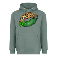 Sage St. Patricks Day Leopard Lips Heavyweight Hoodie - Bettercallsaul