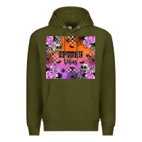Army Green Spooky Vibes Premium Hoodie - texasbilliewilder