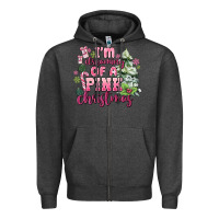 Charcoal Heather im dreaming of a pink christmas Zipper Hoodie - MaliasSmallBusiness
