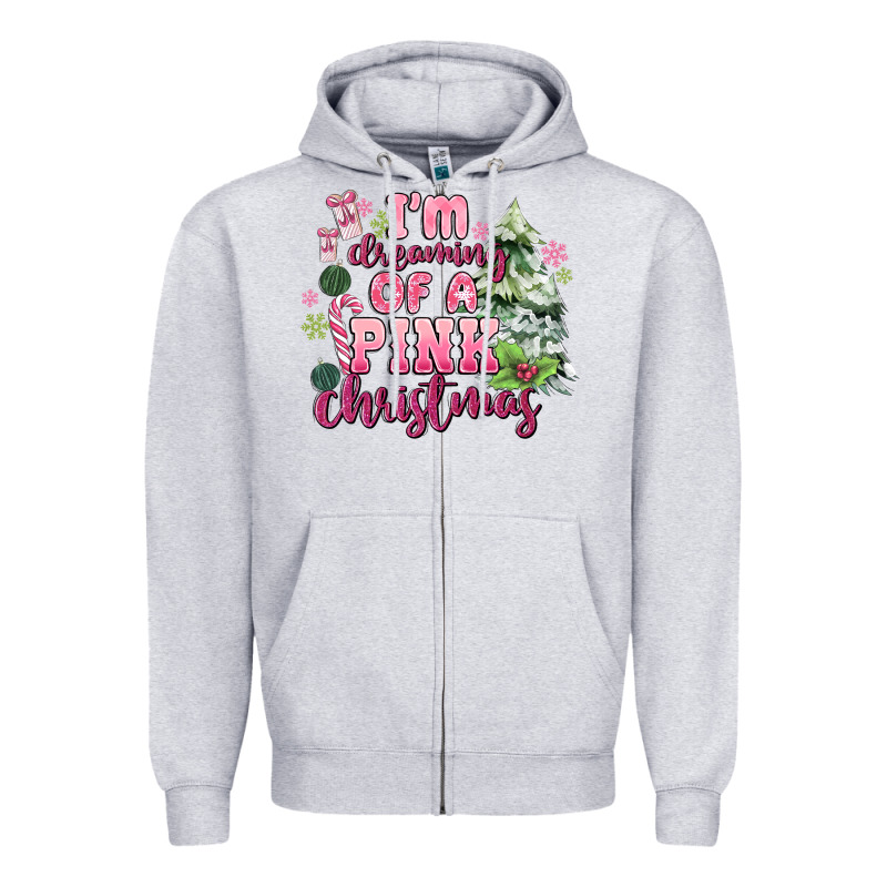 Im Dreaming Of A Pink Christmas Zipper Hoodie by MaliasSmallBusiness | Teevron