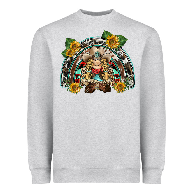 Western Gnome Sunflowers Rainbow Heavyweight Sweatshirt by BarkalooDesign | Teevron
