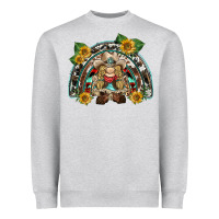 Heather Grey western gnome sunflowers rainbow Heavyweight Sweatshirt - BarkalooDesign