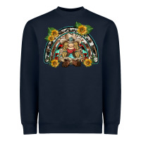 Navy western gnome sunflowers rainbow Heavyweight Sweatshirt - BarkalooDesign