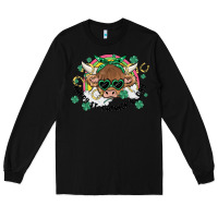 Black st. patrick's day highland cow Long Sleeve Tee - MaliasSmallBusiness
