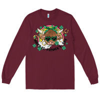 Burgundy st. patrick's day highland cow Long Sleeve Tee - MaliasSmallBusiness