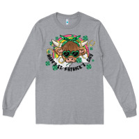 Heather Grey st. patrick's day highland cow Long Sleeve Tee - MaliasSmallBusiness