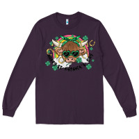 Plum st. patrick's day highland cow Long Sleeve Tee - MaliasSmallBusiness