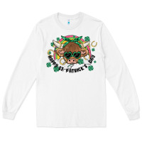 White st. patrick's day highland cow Long Sleeve Tee - MaliasSmallBusiness