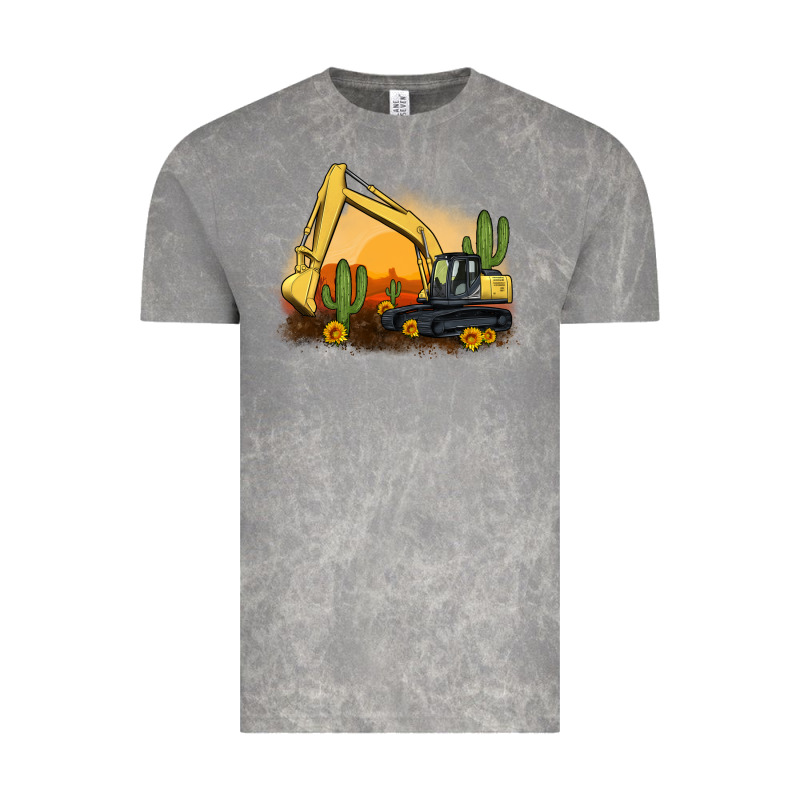 Excavator Cactus Sunflower Sunset Vintage Tee by Artiststas | Teevron