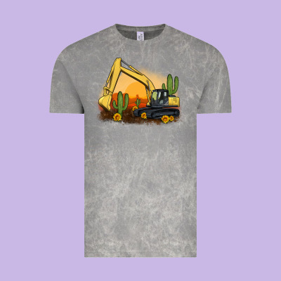Excavator Cactus Sunflower Sunset Vintage Tee Designed By Artiststas