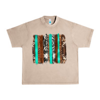 French Oak western cowhide wood and turquoise glitter brushstrokes Urban Heavy Tee - Artiststas