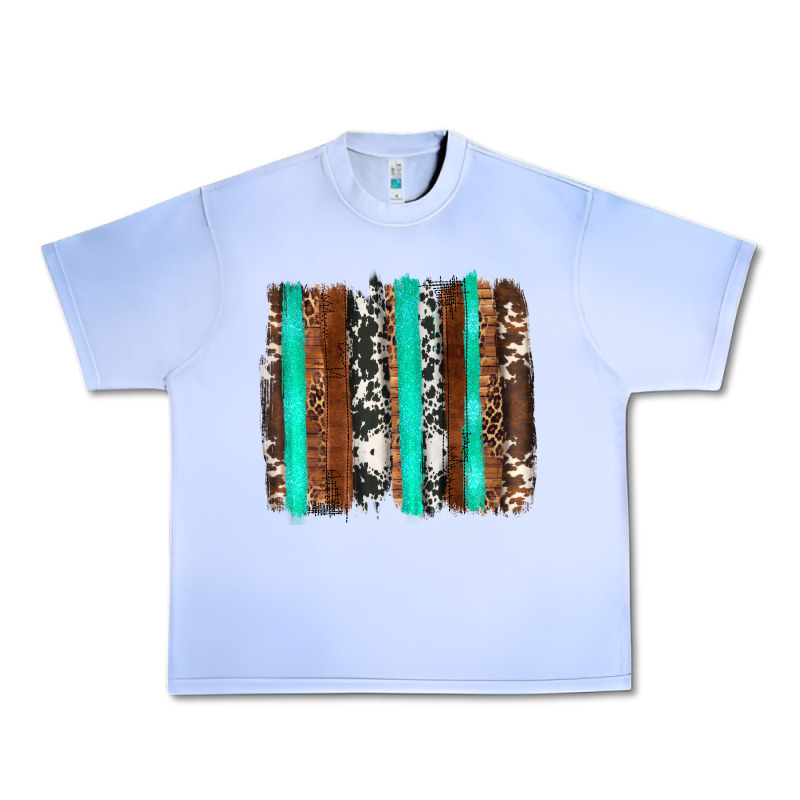 Western Cowhide Wood And Turquoise Glitter Brushstrokes Urban Heavy Tee by Artiststas | Teevron
