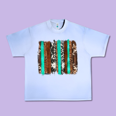 Western Cowhide Wood And Turquoise Glitter Brushstrokes Urban Heavy Tee Designed By Artiststas