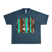 Midnight Navy western cowhide wood and turquoise glitter brushstrokes Urban Heavy Tee - Artiststas