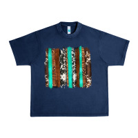Navy western cowhide wood and turquoise glitter brushstrokes Urban Heavy Tee - Artiststas