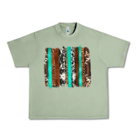 Oil Green western cowhide wood and turquoise glitter brushstrokes Urban Heavy Tee - Artiststas
