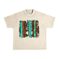 Sandshell western cowhide wood and turquoise glitter brushstrokes Urban Heavy Tee - Artiststas