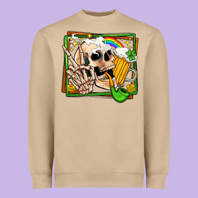 St Patricks Day Peace Skull Heavyweight Sweatshirt Designed By Jasminsmagicworld