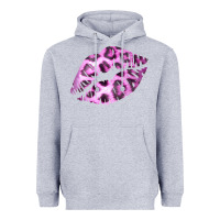 Heather Grey Pink Leopard Lips Heavyweight Hoodie - Bettercallsaul