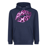 Navy Pink Leopard Lips Heavyweight Hoodie - Bettercallsaul