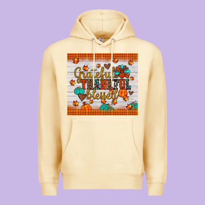 Grateful Thankful Blessed Premium Hoodie Designed By Jahusdesignshop