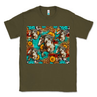 Army Green mustang horse western Classic Tee - LillyAllenDesigns