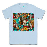 Dusty Blue mustang horse western Classic Tee - LillyAllenDesigns