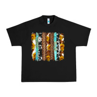 Black western cowhide leopard turquoise brushstrokes Urban Heavy Tee - Artiststas