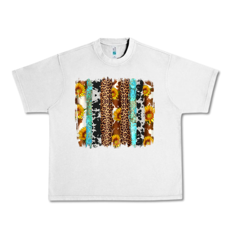 Western Cowhide Leopard Turquoise Brushstrokes Urban Heavy Tee by Artiststas | Teevron