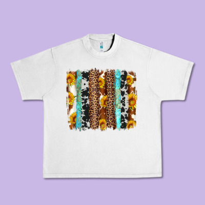 Western Cowhide Leopard Turquoise Brushstrokes Urban Heavy Tee Designed By Artiststas