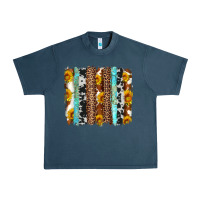 Midnight Navy western cowhide leopard turquoise brushstrokes Urban Heavy Tee - Artiststas