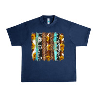 Navy western cowhide leopard turquoise brushstrokes Urban Heavy Tee - Artiststas