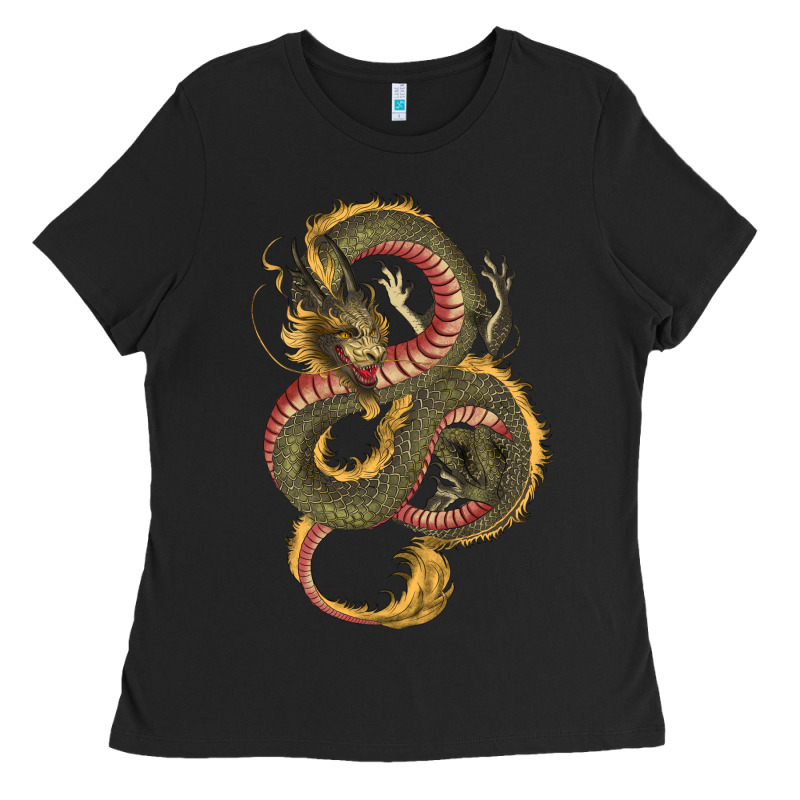 Green And Yellow Dragon Ladies Tee by RanaPortraitStore | Teevron