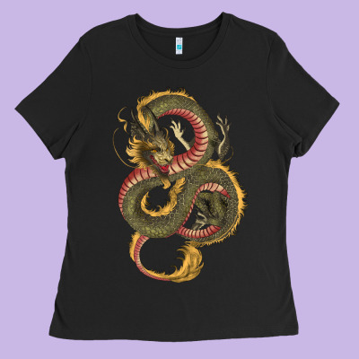 Green And Yellow Dragon Ladies Tee Designed By Ranaportraitstore