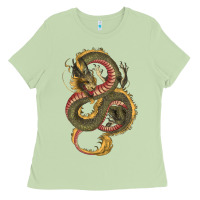 Matcha green and yellow dragon Ladies Tee - RanaPortraitStore