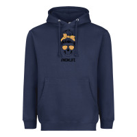 Navy Yellow Flower on Pink Background Mom Skull Heavyweight Hoodie - Bettercallsaul