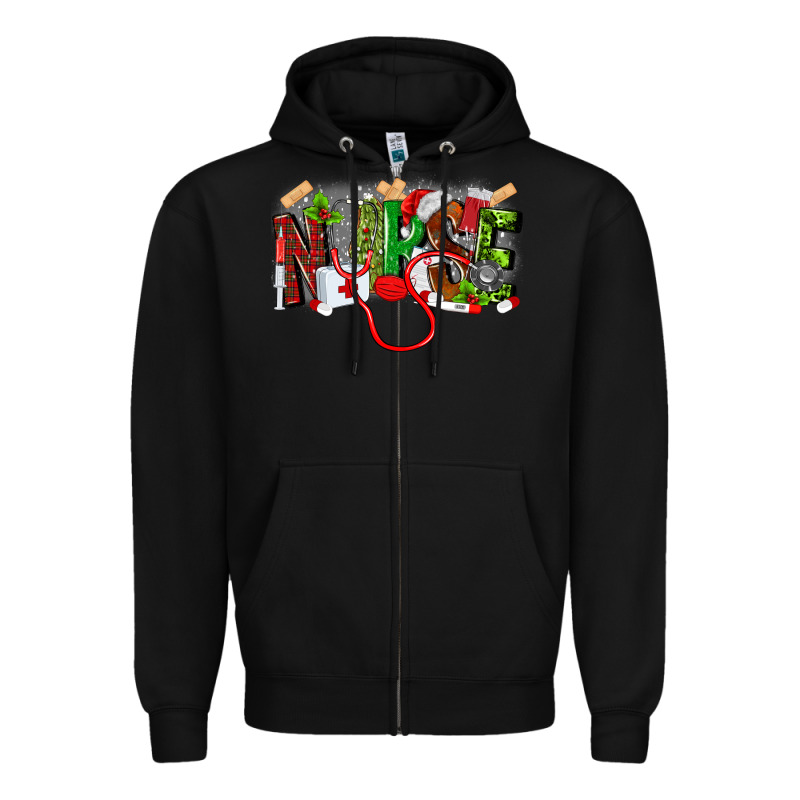 Nurse Christmas Zipper Hoodie by MaliasSmallBusiness | Teevron